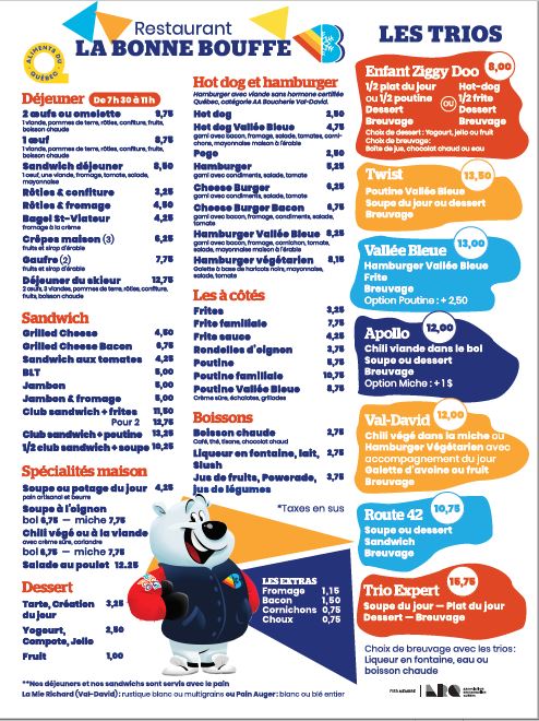 Menu de Vallée Bleue